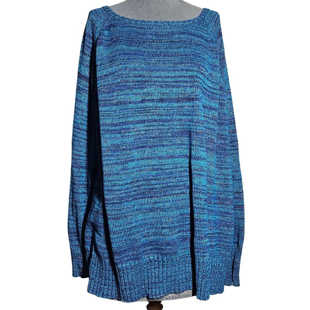 Blue Metallic Knit Lightweight Sweater Size 3X
